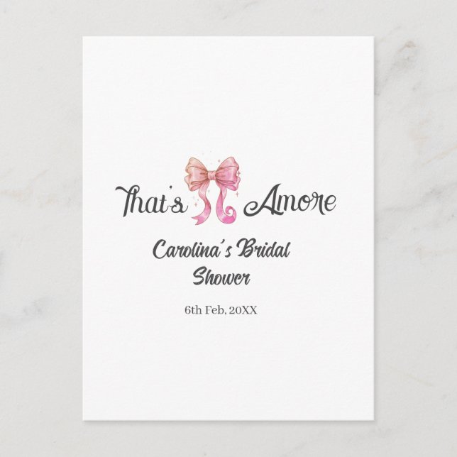 Cartão Postal that's amore bridal shower pink retro bow boho nam (Frente)