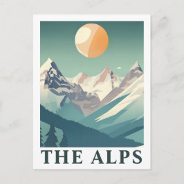 Cartão Postal The Alps Sun Geometric European Ski Mountain
