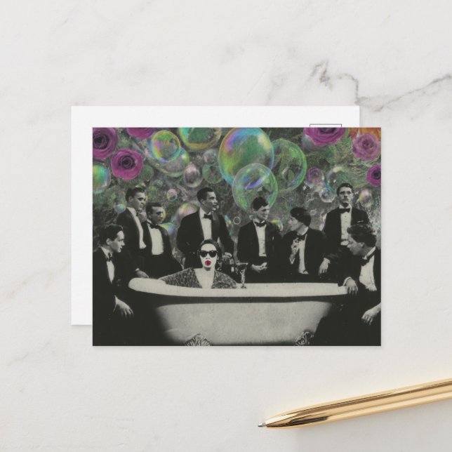Cartão Postal The Bathtub Viewers Bubbles and Roses Collage (Frente/Verso In Situ)