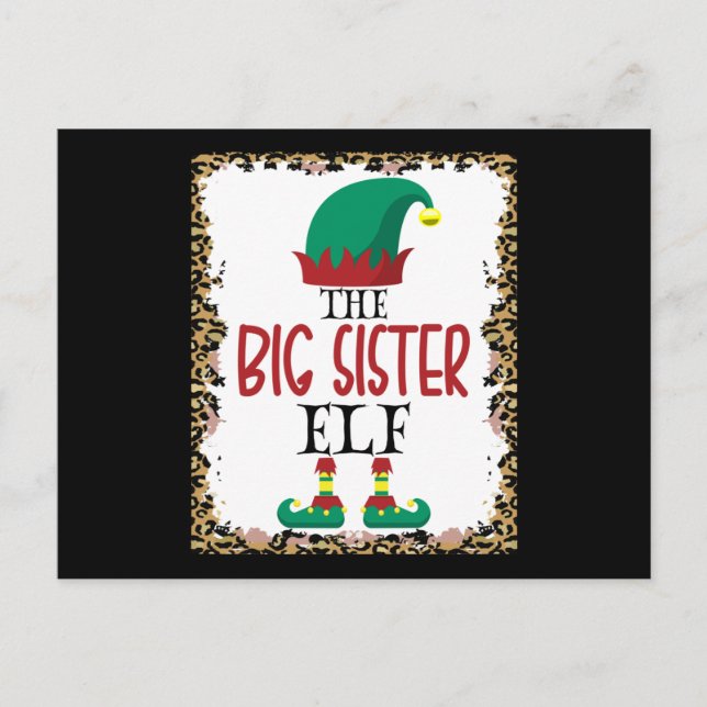 Cartão Postal The Big Sister Elf Leopard Elf Christmas Gift (Frente)