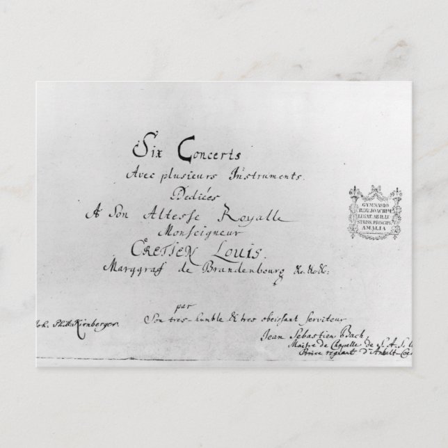 Cartão Postal The Brandenburg Concertos, 1721 (Frente)