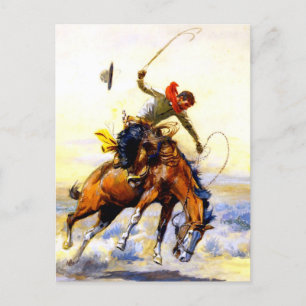 Cartão Postal “The Bucker” Arte Ocidental por Charles M Russell
