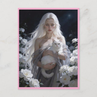 Cartão Postal The cat woman in the night