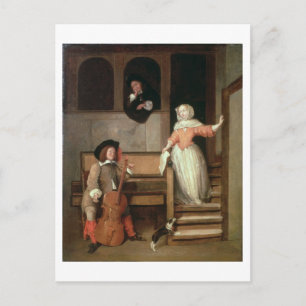 Cartão Postal The Cello Player, c.1700 (óleo na canvas)