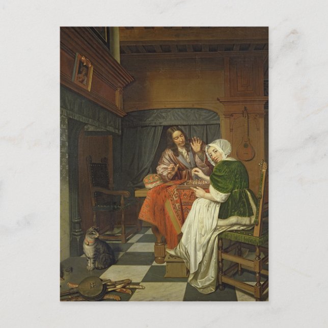 Cartão Postal The Chess Players, c.1670 (Frente)