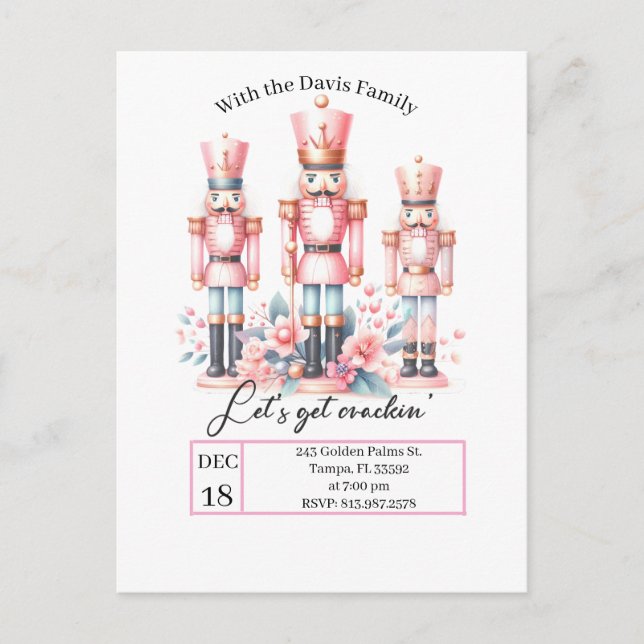Cartão Postal The Christmas Nutcracker Invitation Postcard (Frente)