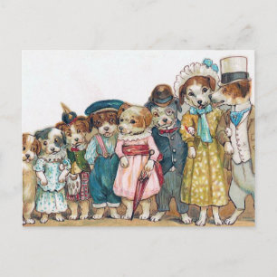 Cartão Postal "The Dog Family" Vintage