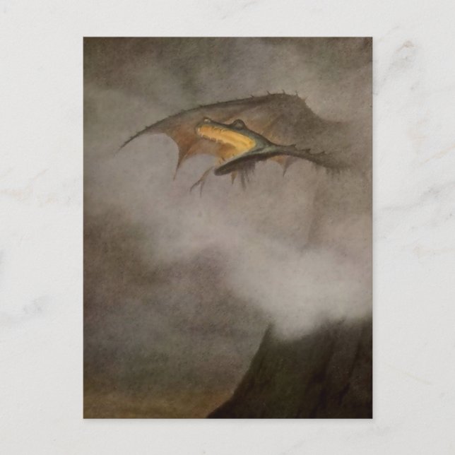 Cartão Postal "The Dragon Awakes" por Theodor Kittelsen (Frente)