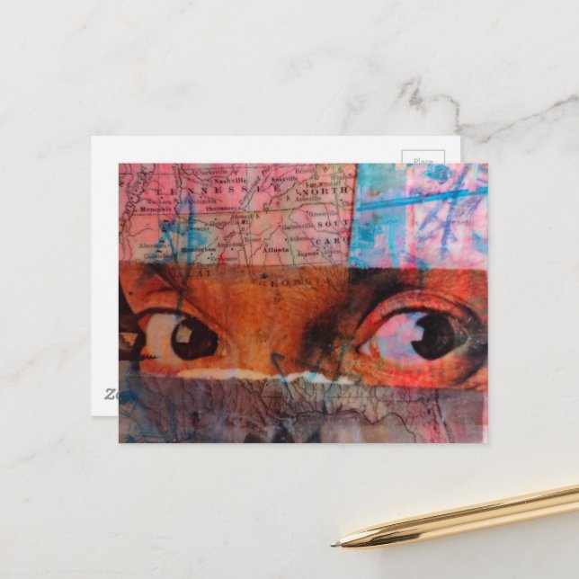 Cartão Postal The Eyes junk journal Collage (Frente/Verso In Situ)
