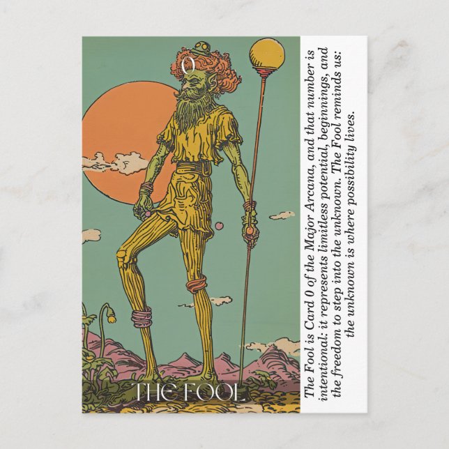 Cartão Postal The Fool Tarot Card Mystical Major Arcana Art  (Frente)