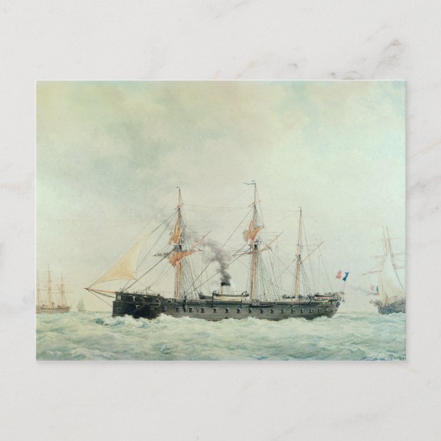 Cartão Postal The French Battleship, "La Gloire", 1880 (Frente)