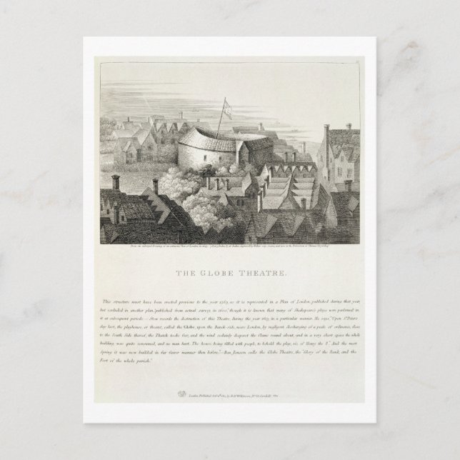 Cartão Postal The Globe Theater, c.1647, publicado por Robert Wi (Frente)