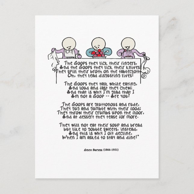 Cartão Postal The Goops They Lick Their Fingers (Frente)