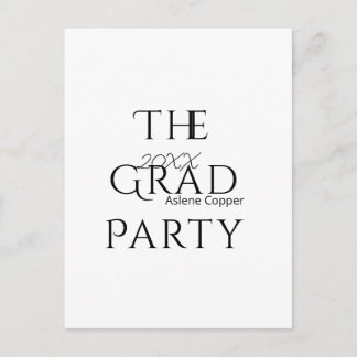 Cartão Postal The grad party name 20XX bold letter graduatsimple