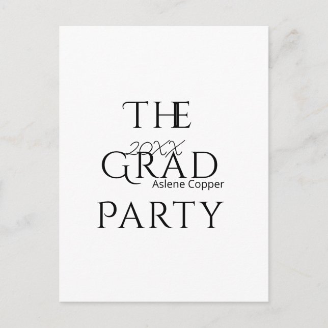 Cartão Postal The grad party name 20XX bold letter graduatsimple (Frente)