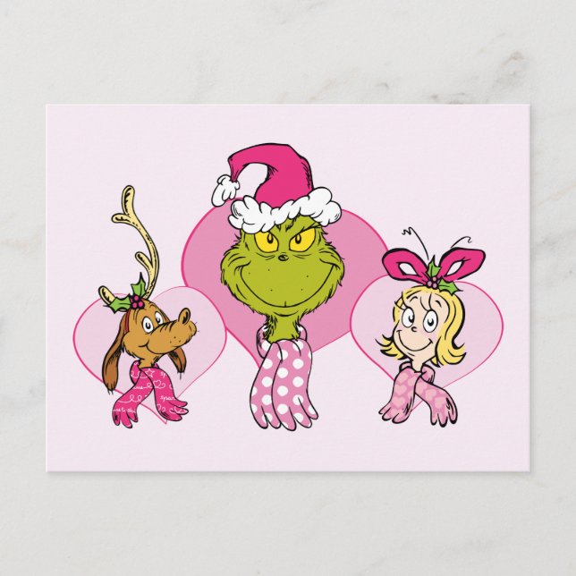 Cartão Postal The Grinch Crew in Pink Valentine's Portrait (Frente)