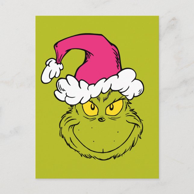 Cartão Postal The Grinch in Pink Santa Hat (Frente)