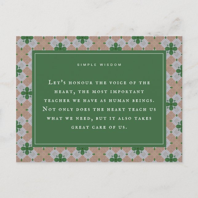 Cartão Postal The Heart, Our Greatest Teacher Motivational Card (Frente)