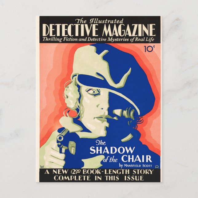 Cartão Postal The Illustrated Detetive Magazine 1930 Crime Noir (Frente)