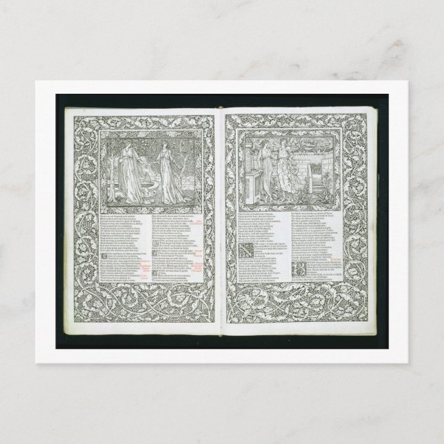 Cartão Postal The Kelmscott Chaucer, publicado em 1896 pelo Kel (Frente)