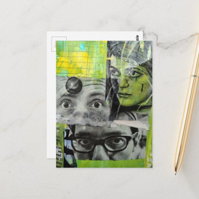 Cartão Postal The Lady and the Doctors Mixed Media Collage (Frente/Verso In Situ)