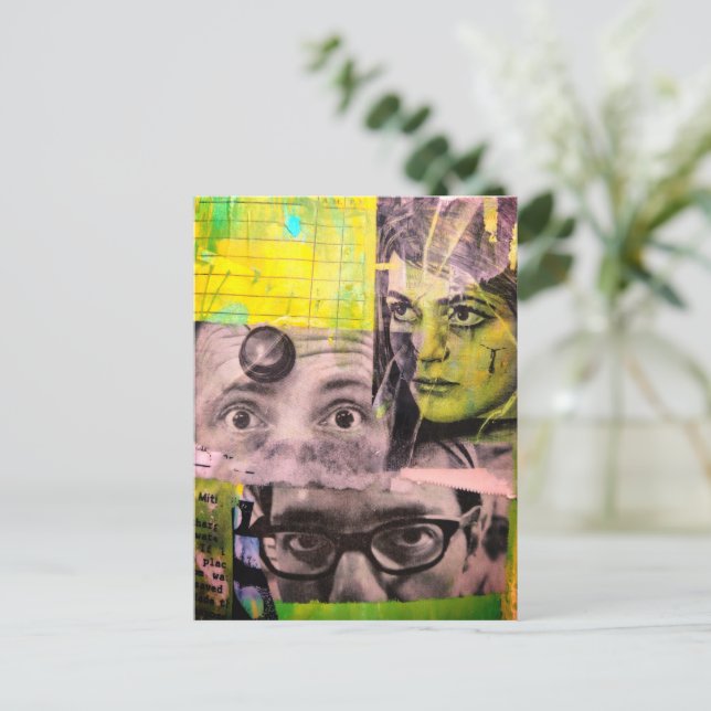 Cartão Postal The Lady and the Doctors Mixed Media Collage (Em pé/Frente)