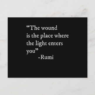 Cartão Postal The Light Enters Rumi Quote Print