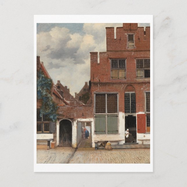 Cartão Postal The Little Street, por Johannes Vermeer (Frente)