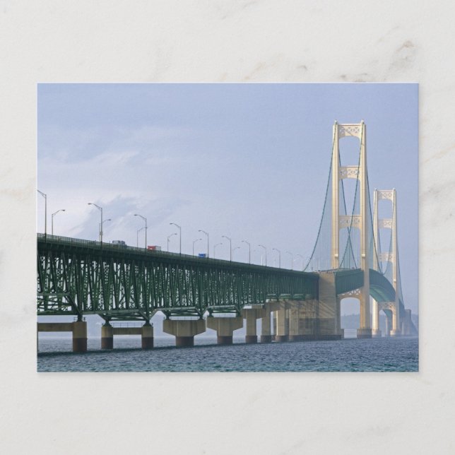 Cartão Postal The Mackinac Bridge spanning the Straits of 2 (Frente)