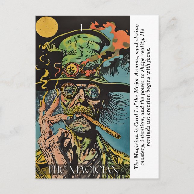 Cartão Postal The Magician Tarot Retro Mystical Major Arcana Art (Frente)