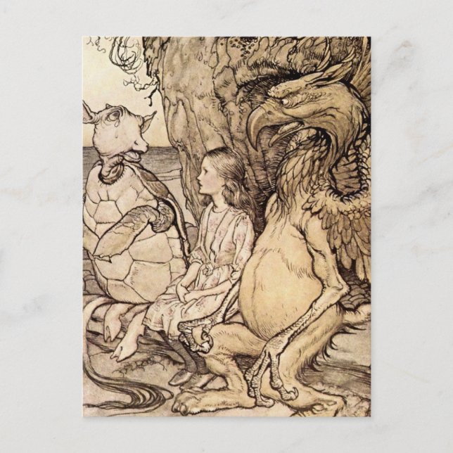 Cartão Postal "The Mock Turtle's Story" por Arthur Rackham (Frente)