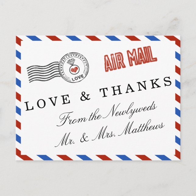 Cartão Postal The Modern Airmail Wedding Collection (Frente)