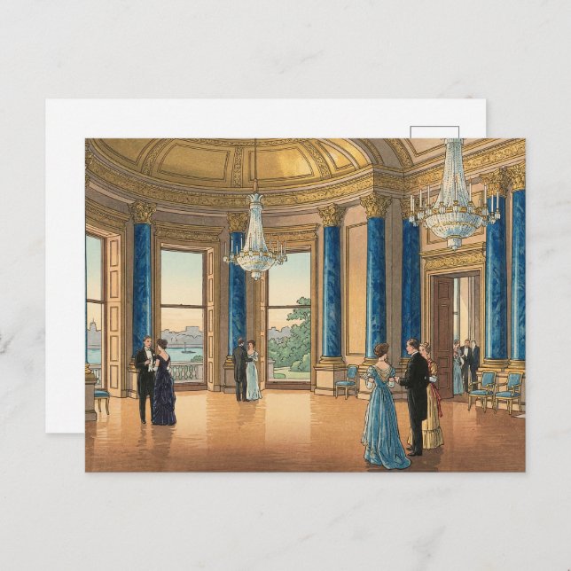 Cartão Postal The Music Room of Buckingham Japanese Woodblock Pr (Frente/Verso)