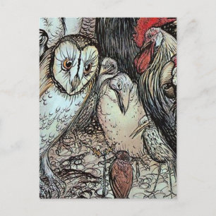 Cartão Postal "The Owl and the Birds", por Arthur Rackham