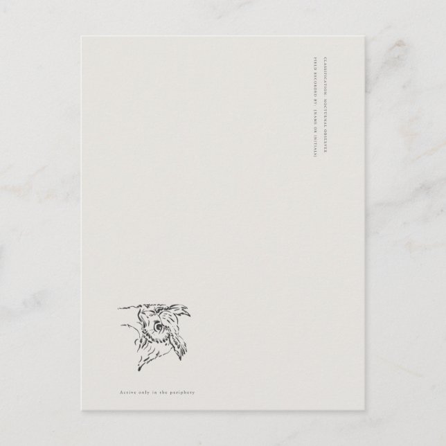 Cartão Postal The Owl- Naturalist Menagerie Bookmark (Frente)