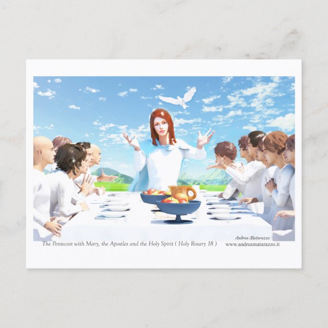 Cartão Postal The Pentecost - Mary, Apostles and the Holy Spirit (Frente)