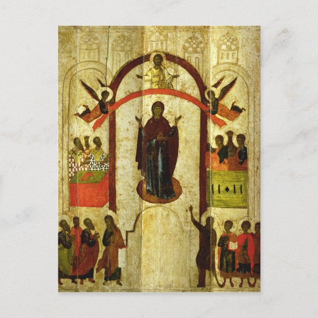 Cartão Postal The Protection of the Theotokos  Russian icon (Frente)