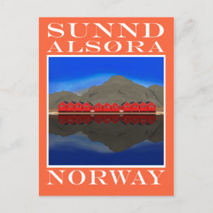 Cartão Postal The Red Boat Houses Sunndalsøra Noruega