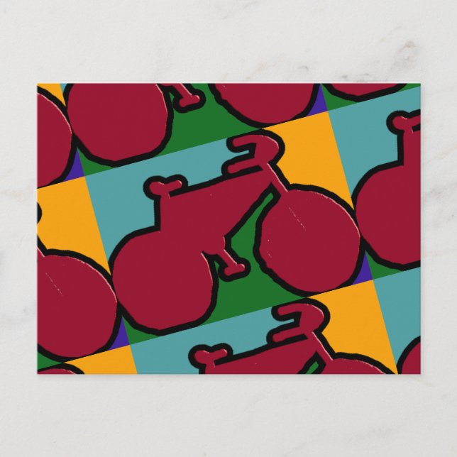 Cartão Postal the red pop bike silhouette (Frente)