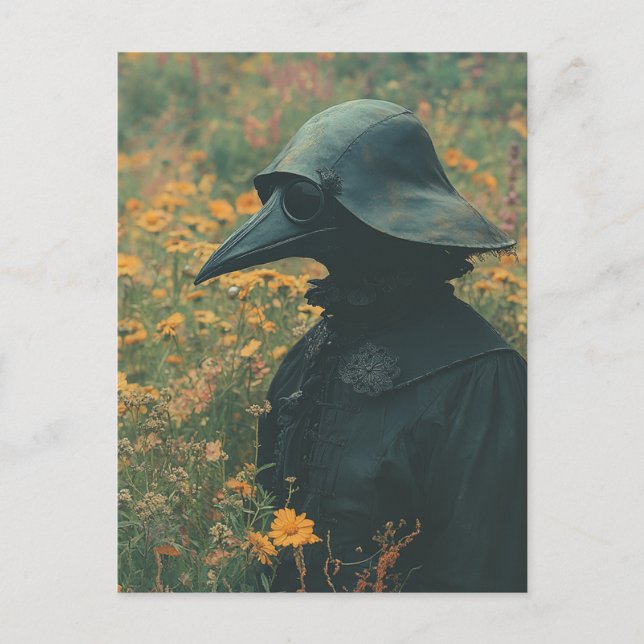 Cartão Postal The Scary Plague Doctor in the Retro Meadow (Frente)
