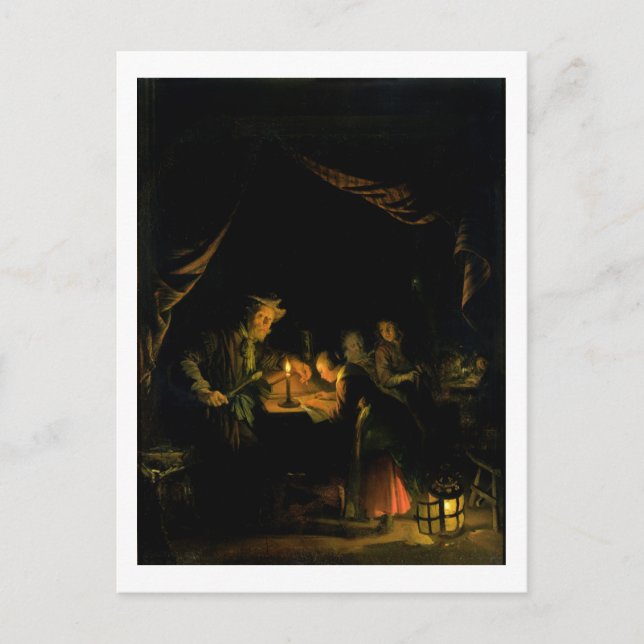 Cartão Postal The School Master, 1660-65 (óleo no painel) (Frente)