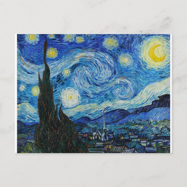 Cartão Postal The Starry Night 1889, por Vincent van Gogh (Frente)