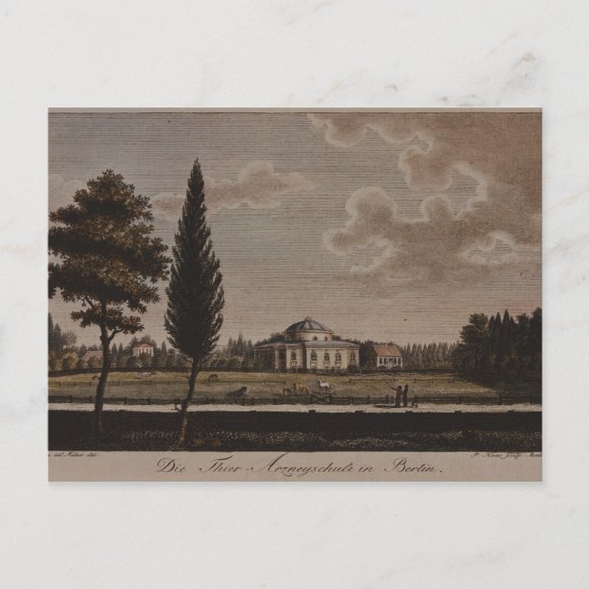Cartão Postal The Veterinary School, Berlim, 1795 (Frente)