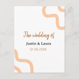 Cartão Postal The wedding of add bride groom name date peach