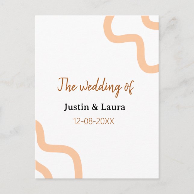 Cartão Postal The wedding of add bride groom name date peach (Frente)