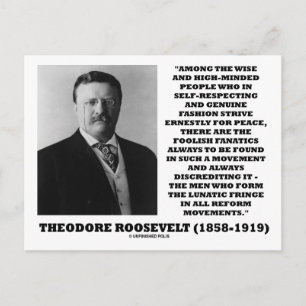 Cartão Postal Theodore Roosevelt Fanatics Fringe Citação Lunátic