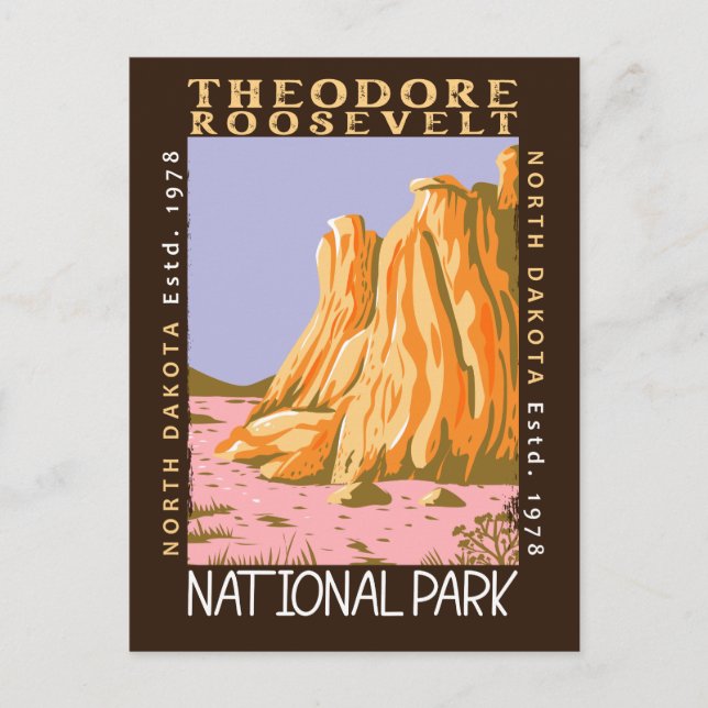 Cartão Postal Theodore Roosevelt National Park Retro Distestido (Frente)