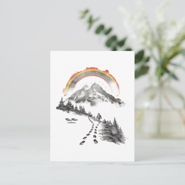 Cartão Postal They/Them Trailblazer – LGBTQ Pride Camping Art,  (Em pé/Frente)