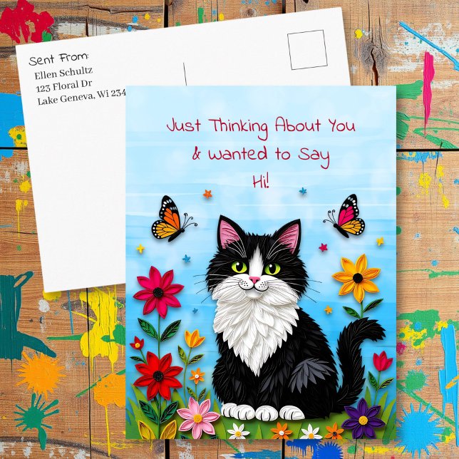 Cartão Postal Thinking About You | Saying Hi Personalized (Criador carregado)