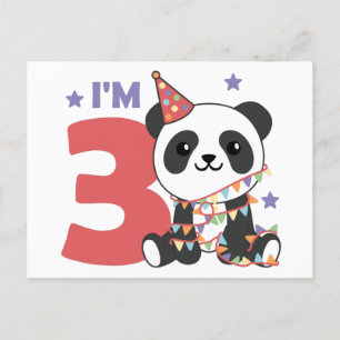 Cartão Postal Third Birthday Panda For Children 3 Years Postcard